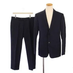 Emporio Armani EMPORIO ARMANI T LINE Setup Suit Top and Bottom Tailored Jacket Fully Lined Single 2B Pants Zip Fly Striped Pattern Wool 48 Navy /BM