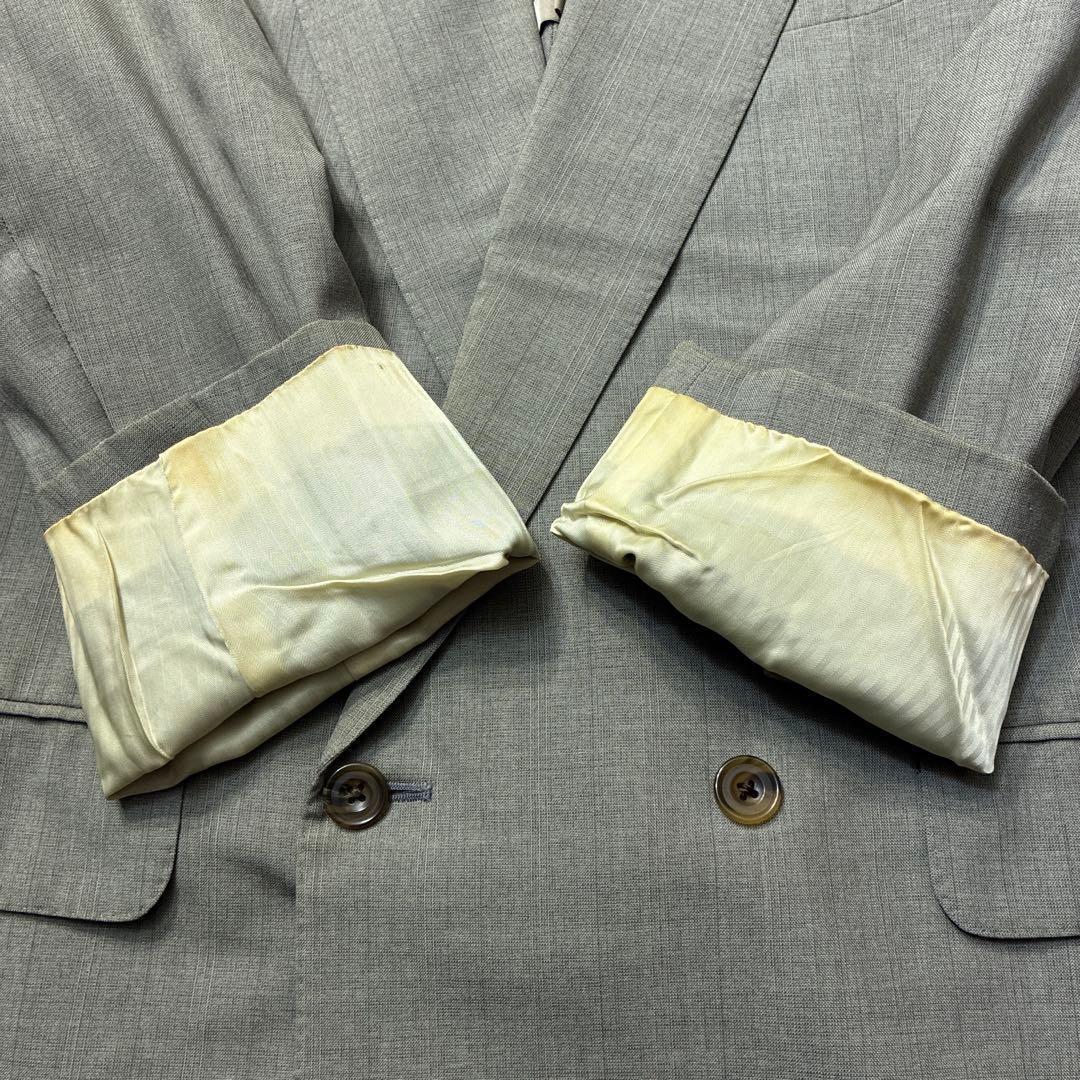 90s Burberry Light Gray Double Jacket 175AB6 Wool Vintage