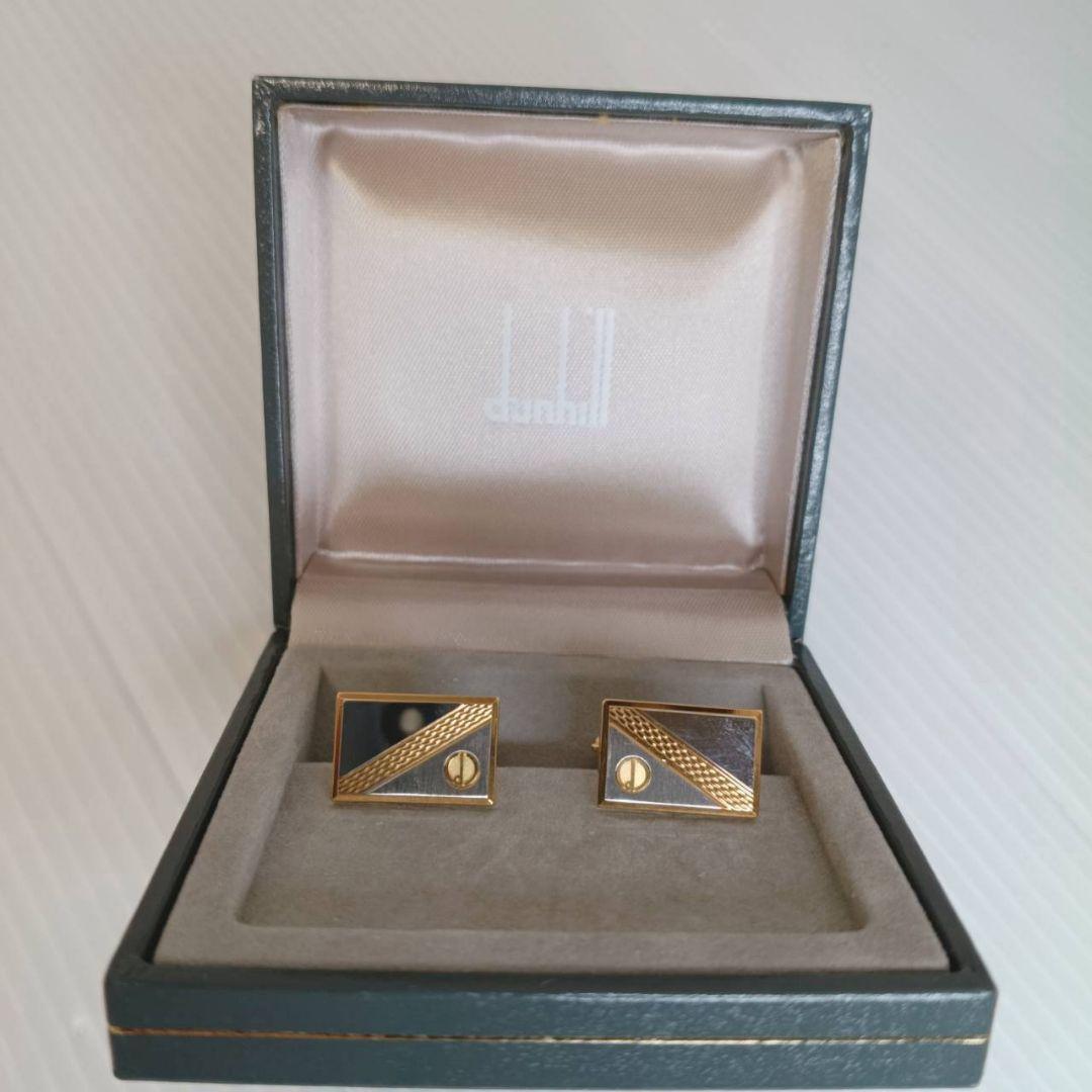 Very good condition Dunhill cufflinks d logo gold silver with box