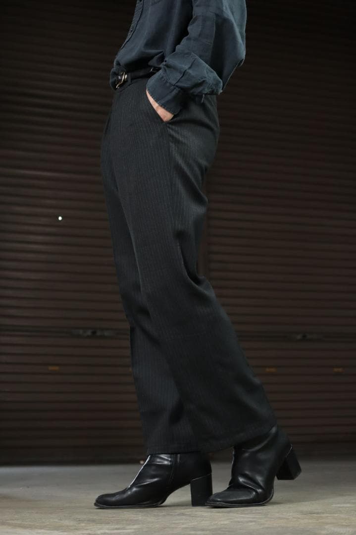 90s 2 Piece Setup Suit Double 2 Tuck Pinstripe Charcoal