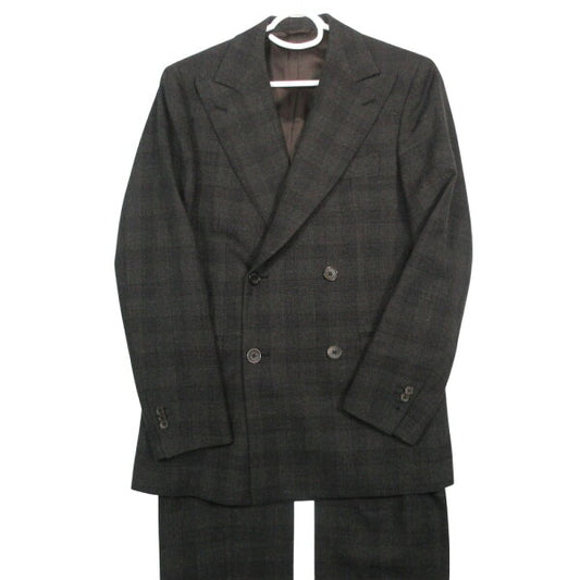 Belvest Checkered Suit Setup Alpaca Blend Double Breasted Gray Size 46 M Men's [Used]