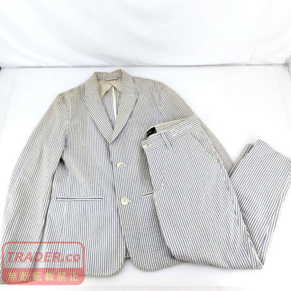Vintage Double Breasted Suit Cotton Japan | [Used] Double DOWBL Striped Seersucker Suit Blue x White Made in China Men's Setup Suit Cotton 05w21656 [Tatebayashi Store]