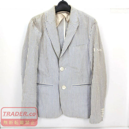 Vintage Double Breasted Suit Cotton Japan | [Used] Double DOWBL Striped Seersucker Suit Blue x White Made in China Men's Setup Suit Cotton 05w21656 [Tatebayashi Store]