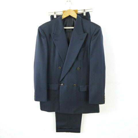 Vintage Double Breasted Suit Wool Japan | Unused item TAKEO KIKUCHI Double suit setup pinstripe navy blue 3 *A630 Men's 260427