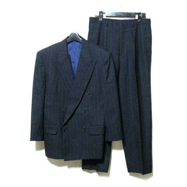 Vintage ATELIER SAB for men "S" 2B Pinstripe Double Breath Setup Suit (Navy Navy Standard Box Silhouette Avant Garde) 120441