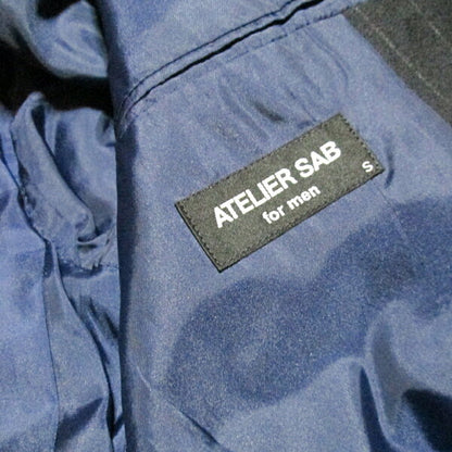 Vintage ATELIER SAB for men "S" 2B Pinstripe Double Breath Setup Suit (Navy Navy Standard Box Silhouette Avant Garde) 120441