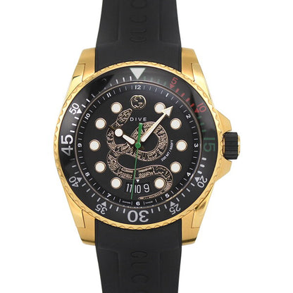 Japanese Vintage Watch | [Get great deals with coupons and get more points] GUCCI DIVE Date Men's Quartz Stainless Steel GP Rubber Snake Black Dial 136.2 YA136217 [Used]