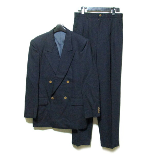 Vintage TAKEO KIKUCHI Vintage Takeo Kikuchi "2" Double Breath Setup Suit (Navy Bubble) 125529