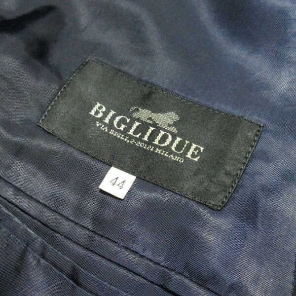 Vintage BIGLIDUE "44" Double Breasted Setup Suit Navy Pinstripe Men's | Luxurious Tailoring from the Leica Era (Navy Pinstripe Men's | Luxurious Tailoring from the Leica Era Garment Case Included) 139267 [Used]