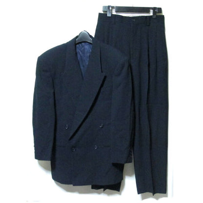 Vintage BIGLIDUE "44" Double Breasted Setup Suit Navy Pinstripe Men's | Luxurious Tailoring from the Leica Era (Navy Pinstripe Men's | Luxurious Tailoring from the Leica Era Garment Case Included) 139268 [Used]