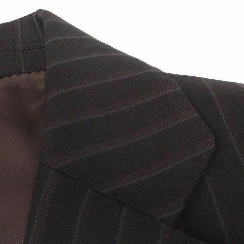 Vintage Double Breasted Suit Silk Japan | [Used] ABAHOUSE Striped Suit 0051070003 Tailored Jacket Single 2B Pants Slacks No Tuck Double Hem Dark Brown Gray 1 Men's [Vector Old Clothes] 260509