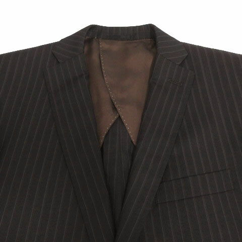 Vintage Double Breasted Suit Silk Japan | [Used] ABAHOUSE Striped Suit 0051070003 Tailored Jacket Single 2B Pants Slacks No Tuck Double Hem Dark Brown Gray 1 Men's [Vector Old Clothes] 260509