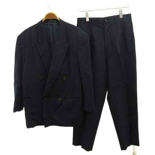 Double Breasted Suit Wool Japan | [Used] Y's for men Vintage Suit Setup Top and Bottom Tailored Jacket Wool Double 4B Unlined Shoulder Pad Pants Slacks S Navy/XZ ■GY50 Men's [Vector Old Clothes] 260621