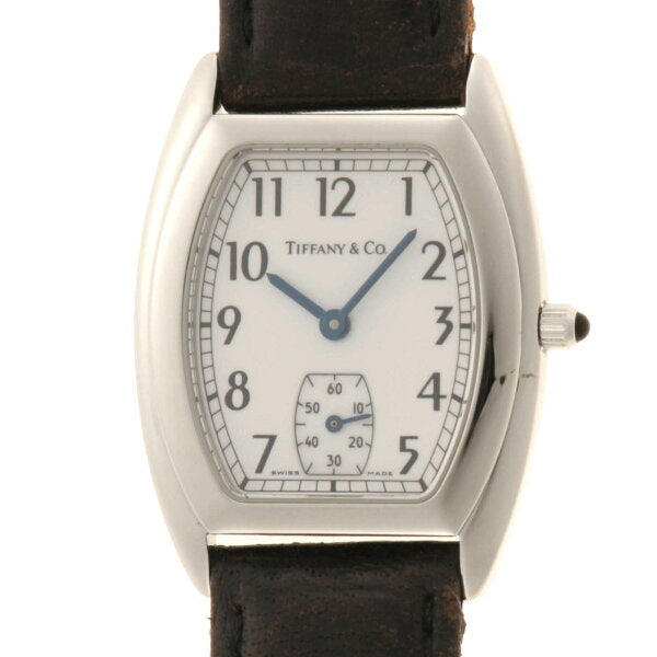 Japanese Vintage Watch | TIFFANY&Co. Tiffany Classic Tonneau Small Second Watch Stainless Steel/Leather Black - Engraved Women's [Used]