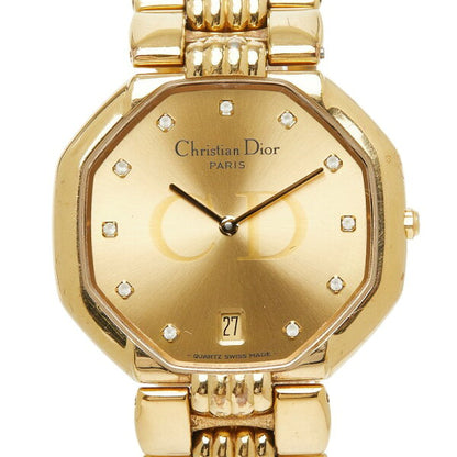 Japanese Vintage Watch | Dior Depose Octagon Watch 45 154 Quartz Gold Dial Stainless Steel Rhinestone Women's Dior [Used]