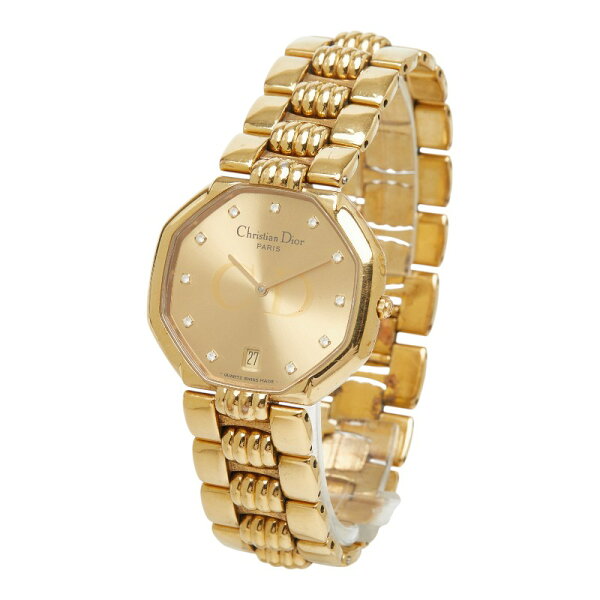 Japanese Vintage Watch | Dior Depose Octagon Watch 45 154 Quartz Gold Dial Stainless Steel Rhinestone Women's Dior [Used]
