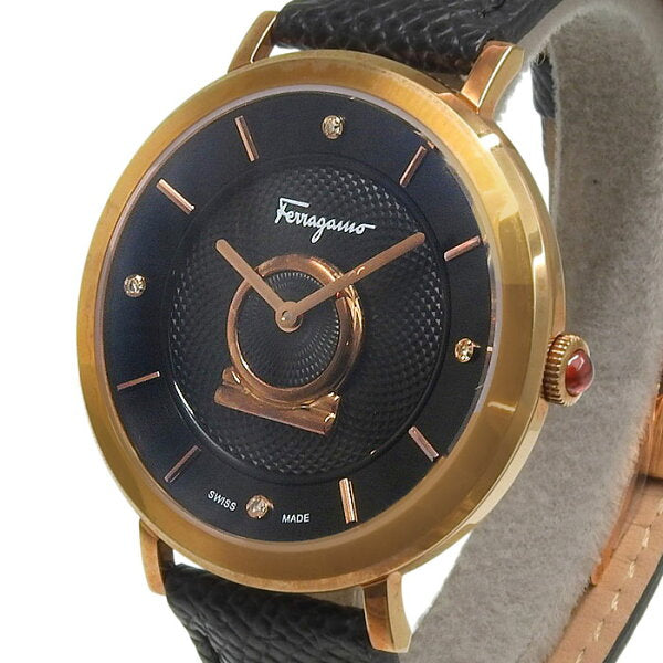 Vintage Watch from Japan | SALVATORE FERRAGAMO Minuet SF8200419 Black Dial SS Stainless Steel Leather 50.0g Watch Quartz Men's Free Shipping [Unused] 241001031750