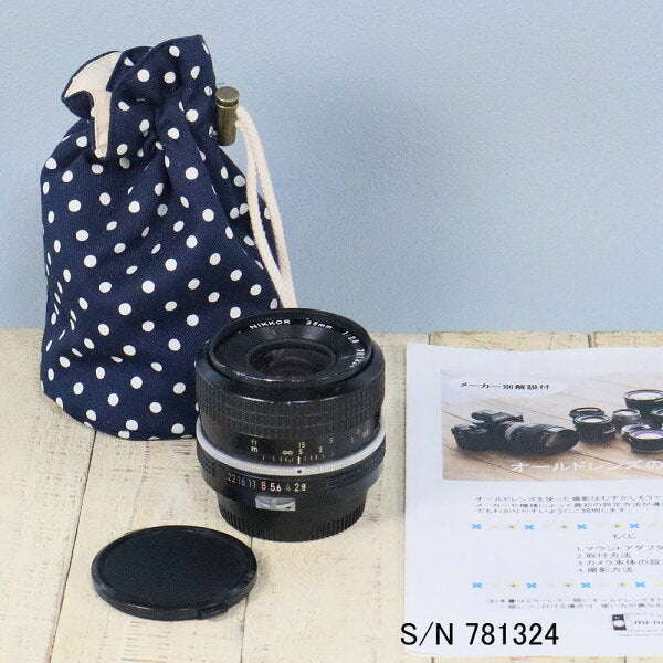 Japanese Vintage Camera | [With warranty] [Used] Old lens Nikon NIKKOR 35mm f2.8 Nikon F mount S/N 781324 (with pouch)