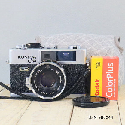 Japanese Vintage Camera | [Refurbished] [With warranty] Konica KONICA C35 FD S/N 295757 (set with case and film) Film camera Film camera [Used]