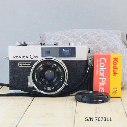Japanese Vintage Camera | [Refurbished] [With warranty] Konica KONICA C35 Flashmatic S/N 707811 (set with case and film) Film camera Film camera [Used]