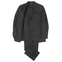 SALE [Good Condition] GIORGIO ARMANI Suit Size 52 Men's Jacket Slacks Pinstripe Wool x Silk Tailored Notch Lapel 3B Center Vent Single Setup Charcoal Made in Italy