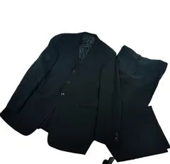 On935 Armani COLLEZIONI Wool Setup Suit 45 Black Made in Italy Men's