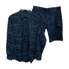 남30/Armani Exchange Geometric Pattern Shirt and Half Pants Set