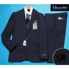 New item: 86,000 yen Available at major department stores Spring/summer "Tollegno Italian fabric" 100% wool striped suit Y6 navy blue (B) 1654671