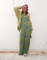 Reclaimed Vintage cami jumpsuit with open back ditsy floral print multi