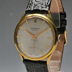 British Vintage J.W.Benson Men's Mechanical Watch Alloy Case 17 Jewels Good Working Condition
