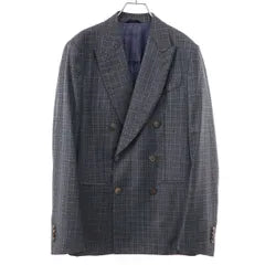 GIORGIO ARMANI Double Breasted Check Jacket & Slacks Pants Setup Suit 9WGAV013 T01XY Gray 48