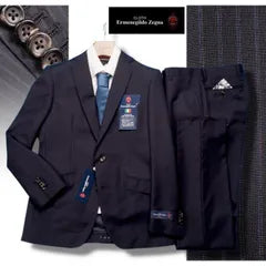 New 173,000 yen Available at major department stores Spring/summer "Ermenegildo Zegna TROPICAL Italian fabric" 100% wool Striped suit A4 Navy (B) 1500271