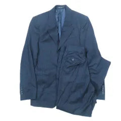 Good Condition EMPORIO ARMANI Striped Suit Setup 2B Tailored Jacket Pants Fully Lined 44 Black Men's Old Clothes Used