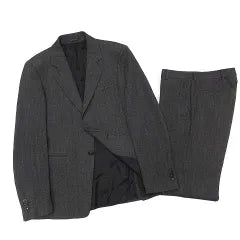 Emporio Armani Suit Top and Bottom Setup Herringbone Stripe 2B Jacket Pants Charcoal Gray 48