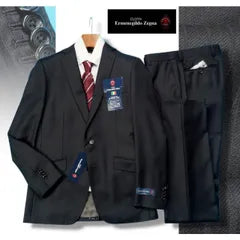 New 173,000 yen Available at major department stores Autumn/Winter "Ermenegildo Zegna ELECTA" Shiny 100% Wool Striped Suit YA6 Black (A) 1009071