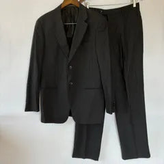 [Price negotiable for immediate purchase] Armani Collezioni Suit Setup 50c L~XL equivalent Black stripe 100% wool Made in Italy Good condition