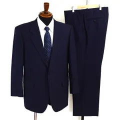 KenThrey 80’s Vintage Two Button Single Suit AB 4 Dark Navy Striped One Tuck Opening C-OS-468 6XG192 [Free Shipping] [Used] [Men’s Business] 202607