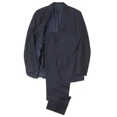 SALE [Extremely Good Condition] ARMANI COLLEZIONI Setup Size 50 Men's M LINE Jacket Slacks Peak Lapel 2B Open Side Vents Suit Dark Navy Navy Made in Bulgaria