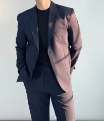 Navy double button suit set