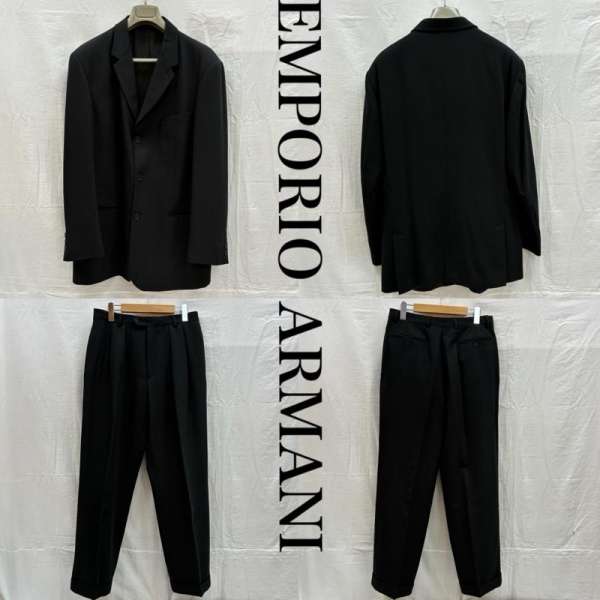 Emporio Armani 3 Button Wool Tailored Jacket 2 Tuck Slacks Setup Suit Made in Italy Men's 50 ISItems [Old Clothing] 50156843