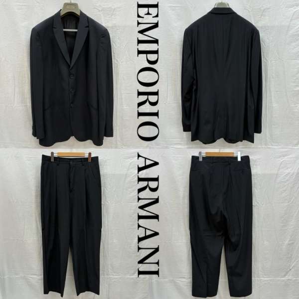 Emporio Armani 3 Button Nylon Wool Tailored Jacket 1 Tuck Slacks Setup Suit Made in Italy Glossy Men's 50 ISItems [Old Clothing] 50156845