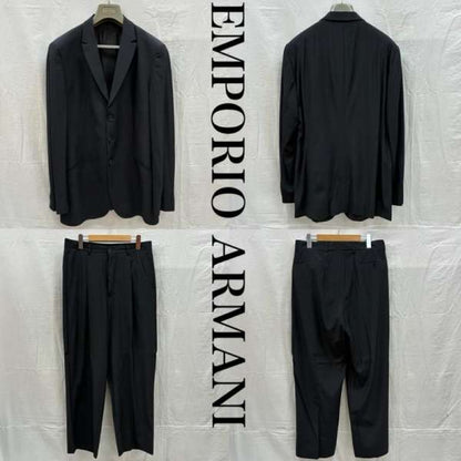 Emporio Armani 3 Button Nylon Wool Tailored Jacket 1 Tuck Slacks Setup Suit Made in Italy Glossy Men's 50 ISItems [Old Clothing] 50156845
