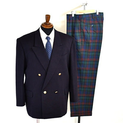 KOMIYA Gold Button 4 Button Double Broken Suit Jacket x Pants AB8 / XL Dark Navy/Multicolor Overcheck / 5TJ040 [Men's Business] 202510