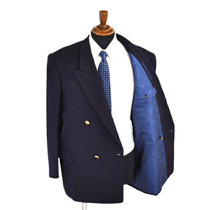 KOMIYA Gold Button 4 Button Double Broken Suit Jacket x Pants AB8 / XL Dark Navy/Multicolor Overcheck / 5TJ040 [Men's Business] 202510