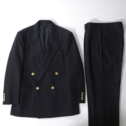 Burberry Mens Double Breasted Suit Wool Japan | Good Condition Burberry Burberrys’ Vintage Gold Button Double Breasted Suit Jacket Slacks 94-84-165 Navy Men’s Genuine Product 6-ZC004