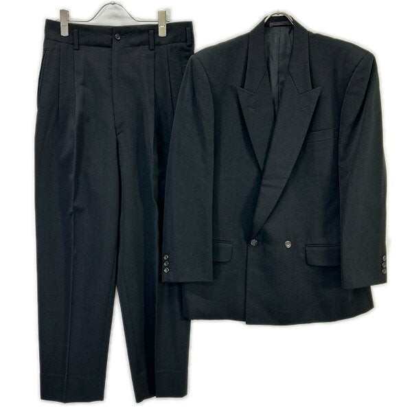 Vintage Commedesgarcons Double Breasted Suit Wool Japan | COMMEdesGARCONS HOMME AD1989 Tanaka Homme HJ-05017S Black Peak Lapel Double Suit Suit Setup S Black Men's [Used]