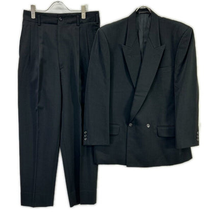 Vintage Commedesgarcons Double Breasted Suit Wool Japan | COMMEdesGARCONS HOMME AD1989 Tanaka Homme HJ-05017S Black Peak Lapel Double Suit Suit Setup S Black Men's [Used]