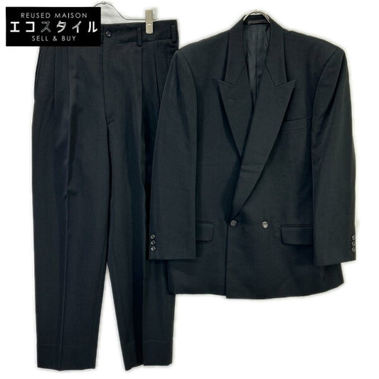 Vintage Commedesgarcons Double Breasted Suit Wool Japan | COMMEdesGARCONS HOMME AD1989 Tanaka Homme HJ-05017S Black Peak Lapel Double Suit Setup S Black Men's