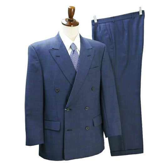 DAKS 6-button double suit 3-button cuff AB5 M dark navy dark blue check two tuck spring autumn winter 6ND001 [Free shipping] [Used] [Men's business] 202604