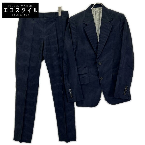 Vintage Gucci Double Breasted Suit Cotton Japan | GUCCI Gucci 406130 Z414A Black Pinstripe Bee Inner Double Pocket Suit Setup Suit Setup 44R Black Men's [Used]